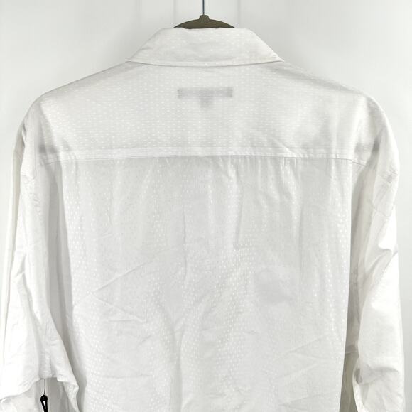 Karl Lagerfeld Paris pearl snap textured button down shirt in white Size XXL - Picture 12 of 12